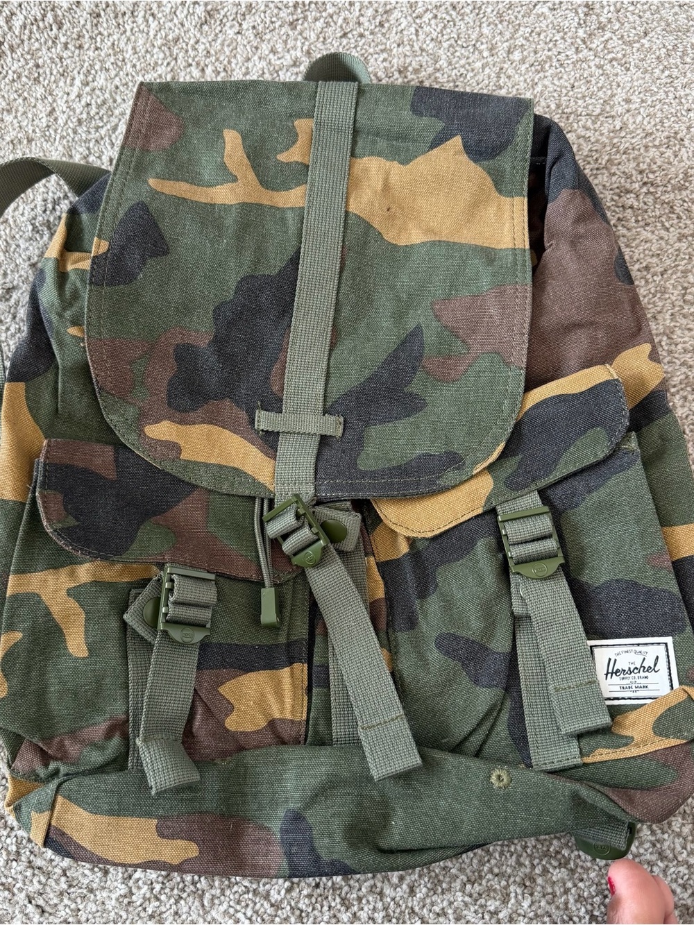 Herschel Supply Company Camo Canvas Backpack in Green & Brown - Picture 9 of 10